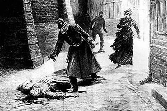 Ilustración de los asesinatos cometidos por Jack el destripador en la era victoriana.