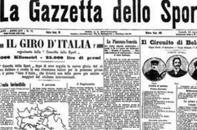 La Gazzetta anunciando el comienzo de la carrera