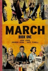 Portada de March: Libro uno, de John Lewis, Andrew Aydin y Nate Powell.
