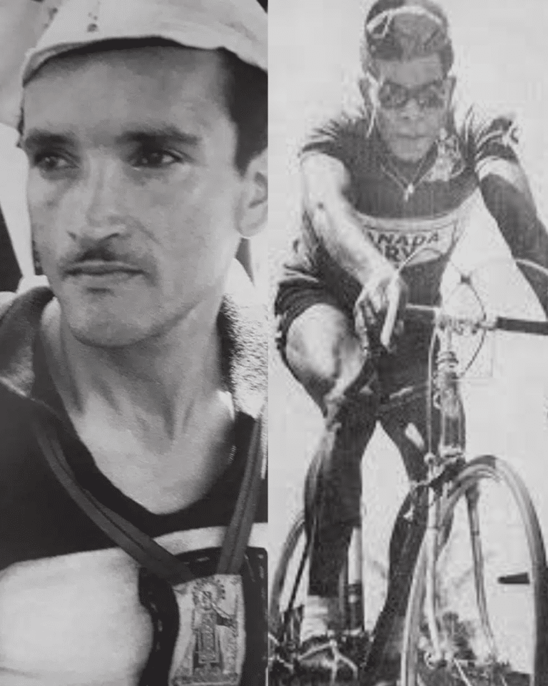 José Armando Alfaro, el ciclista de la Virgen, y Jesús María Lucumí, corredor de las Fuerzas Armadas, en imágenes históricas de la Vuelta a Colombia.