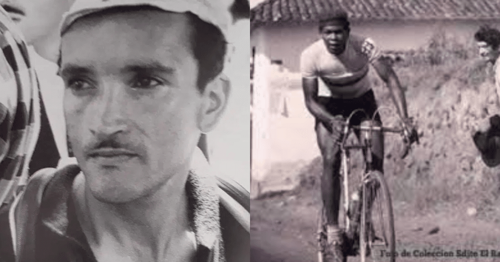 José Armando Alfaro y Jesús María Lucumí, ciclistas recordados por su papel singular en la historia popular de la Vuelta a Colombia.