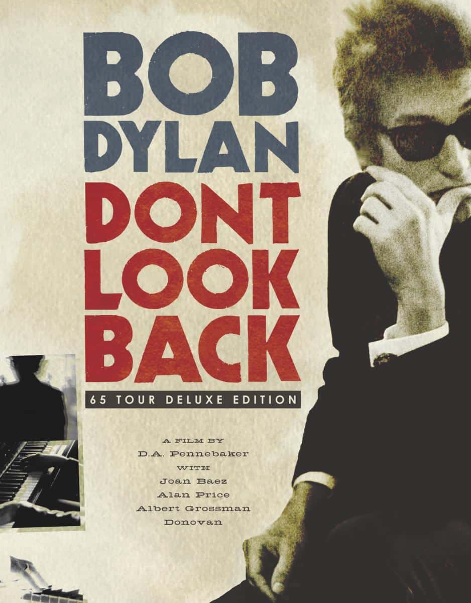 Póster de Dont Look Back con Bob Dylan sosteniendo carteles