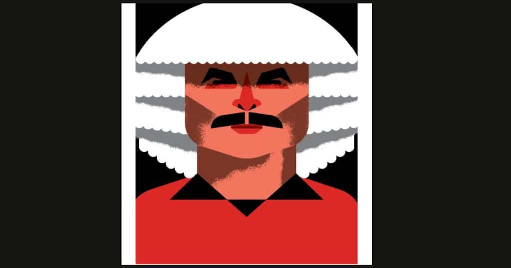 Ilustración de ‘El Pibe’ Valderrama por Christian Cañibe. Cortesía Impedimenta.