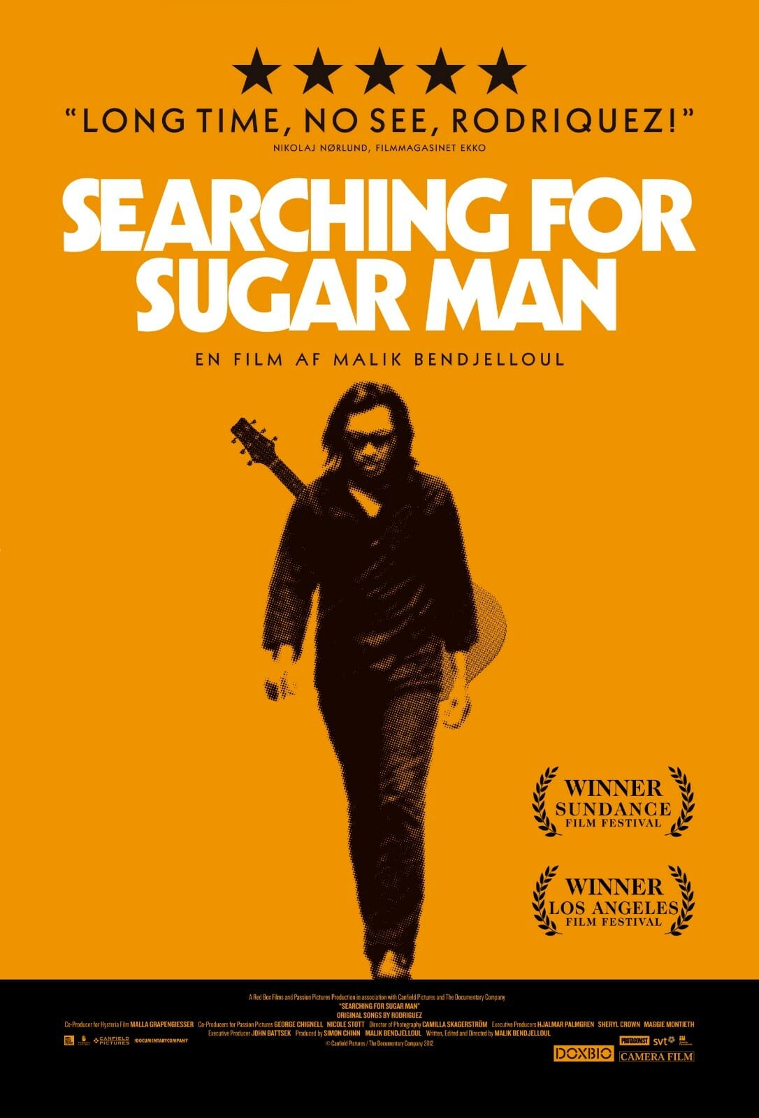 Póster de Searching for Sugar Man con la silueta de Sixto Rodríguez