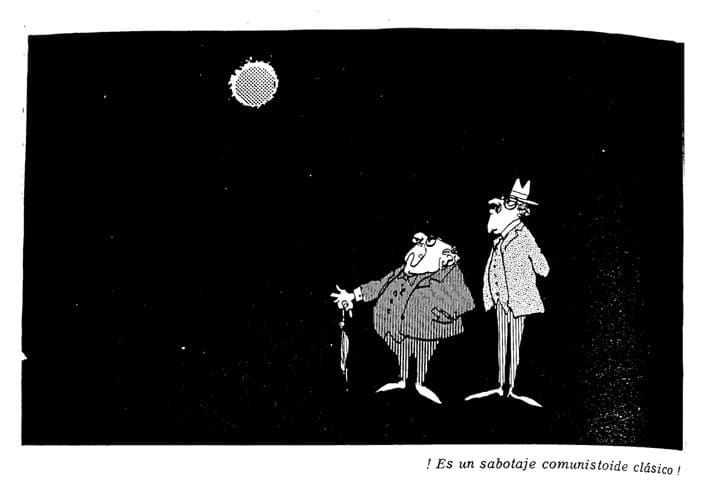 Dos políticos observan un eclipse y uno lo llama sabotaje comunistoide clásico