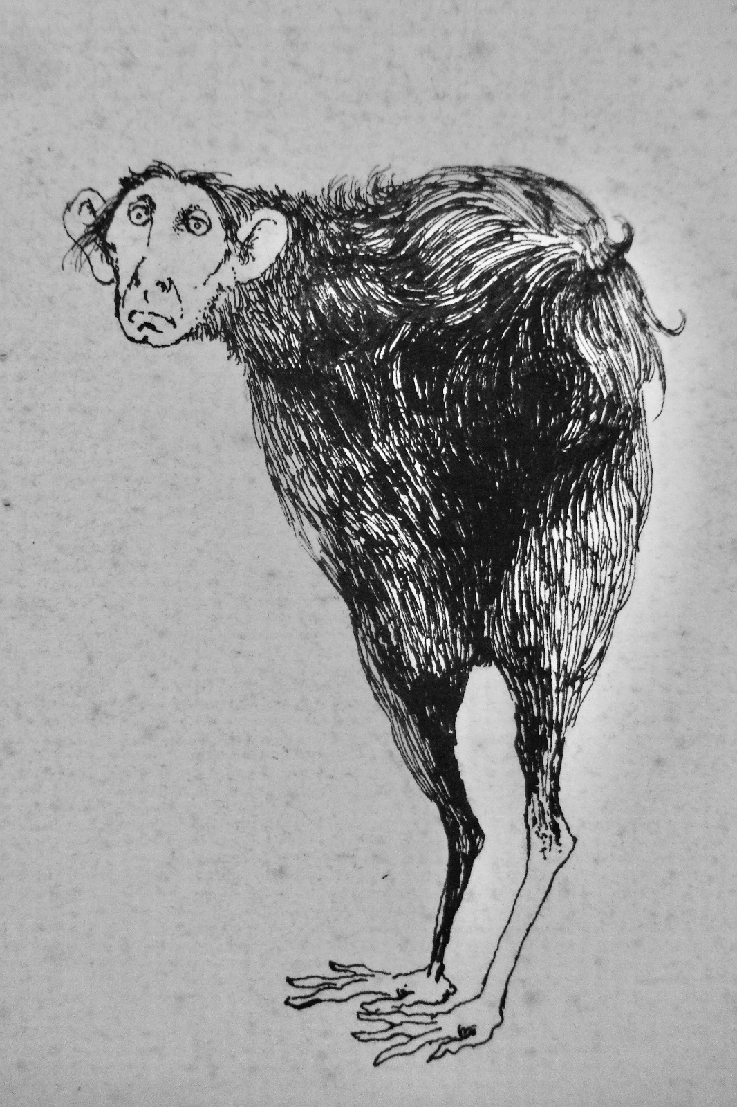 Autorretrato de Juan Cárdenas con cuerpo animal y patas de ave
