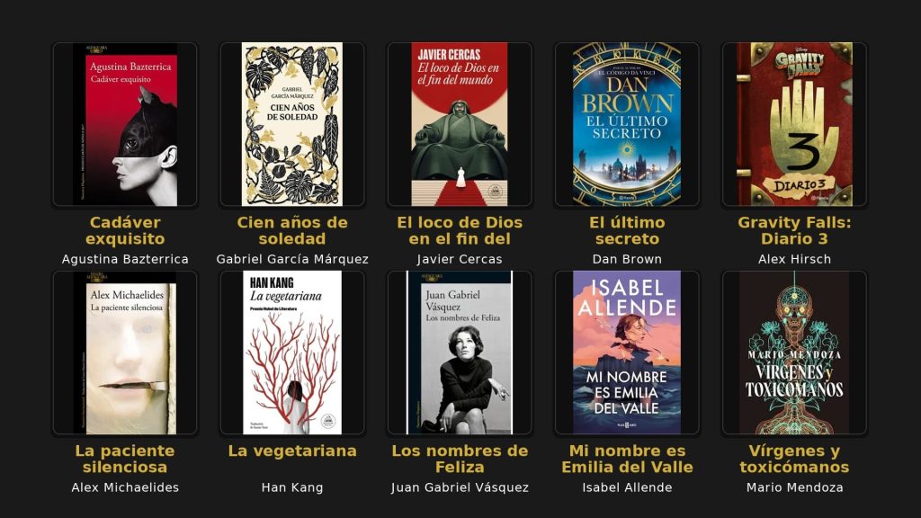 Los 10 libros más vendidos en Colombia 2025 – collage de portadas