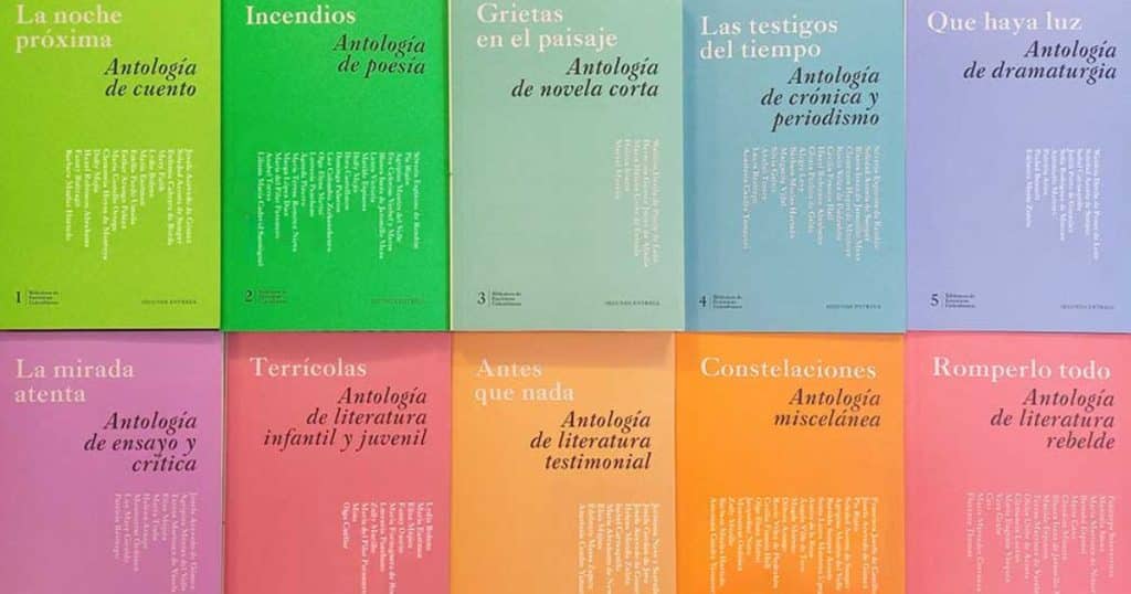 Colección de la Biblioteca de Escritoras Colombianas, con el volumen Incendios donde aparece incluida Laura Victoria.